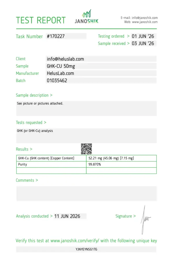 03 06 2026 GHKCU 50mg Janoshik Batch 01035462